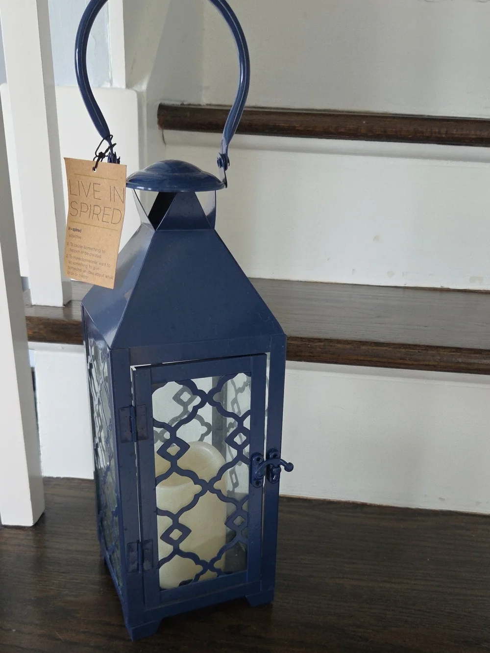 Live Inspired Navy Decorative Metal Lantern